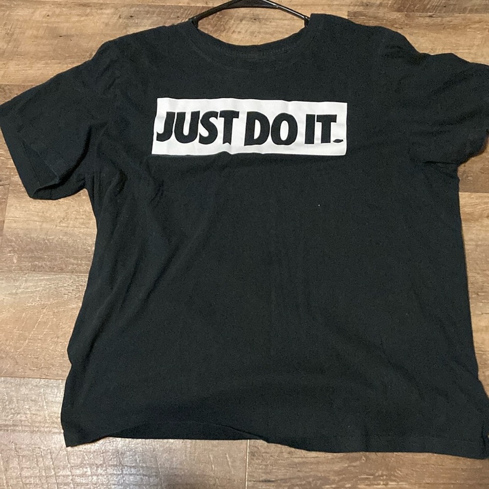 Nike Black T-Shirt with White 'Just Do It' Logo